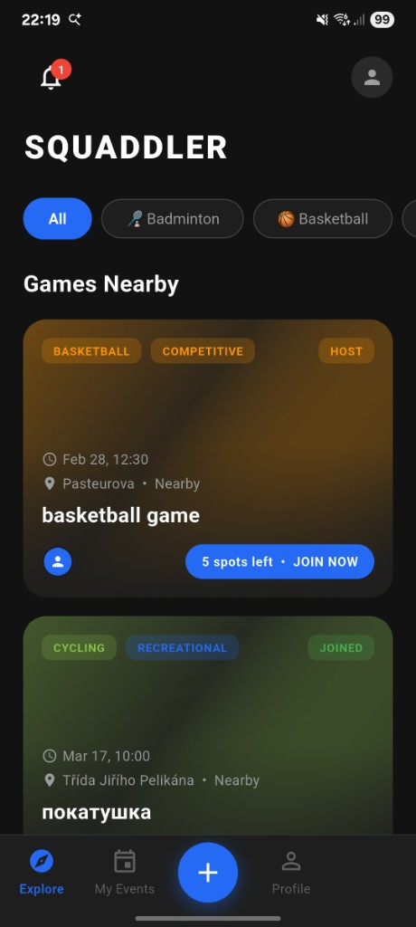 Squaddler Explore — Games nearby